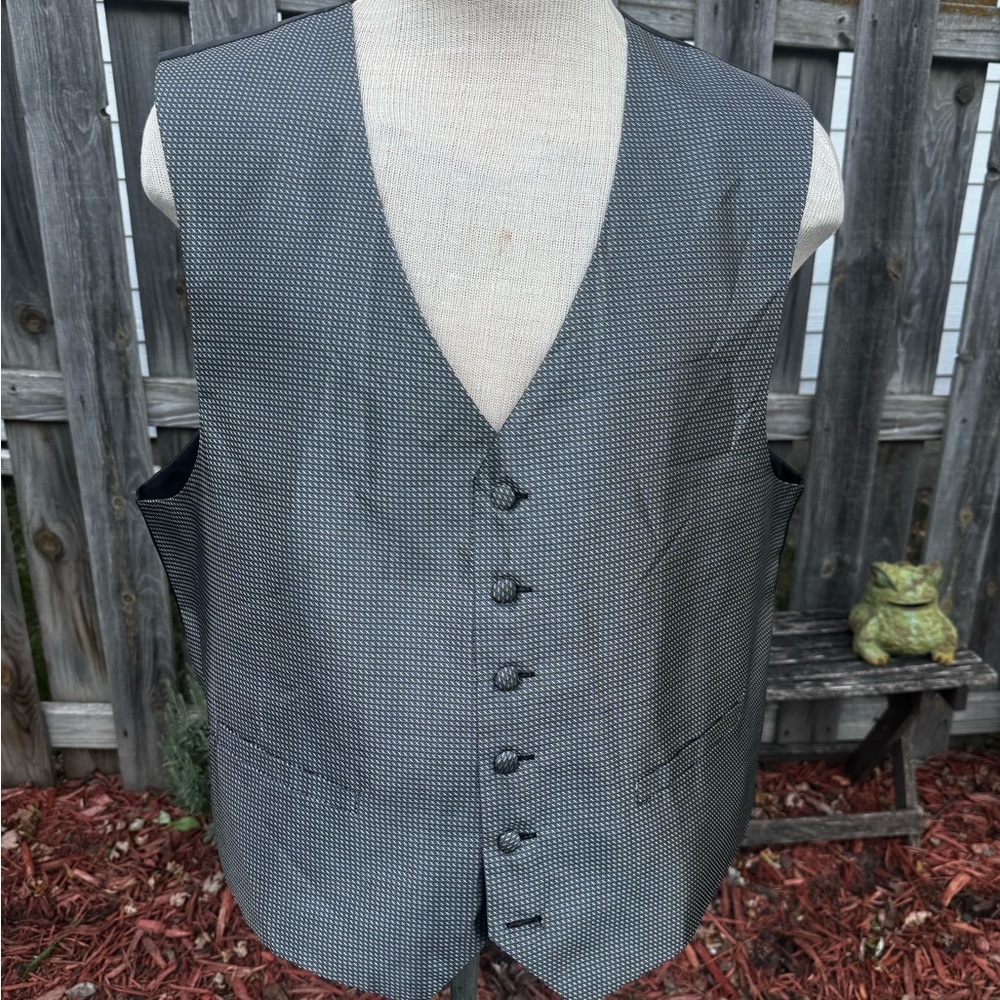 Vintage Silver & Black Men’s Full Vest - XL